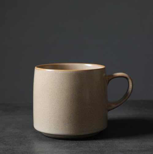 Gohobi Taza de café de cerámica nórdica hecha a mano (beige)
