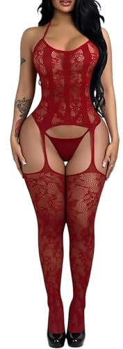 Buitifo Damunderkläder, kroppsstrumpa, sexig bodysuit, nätstrumpbyxor, playsuit, nattkläder, One Size (XS-L)
