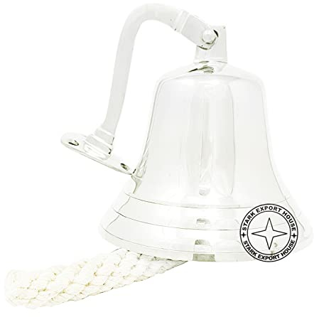 5 inch Solid Brass Ship Bell Beautiful Decorative & Functional School Reception Dinner Shop Hotel Service Bells Super Loud Hand Call Bell Nautical Best for Gift (BNGH)