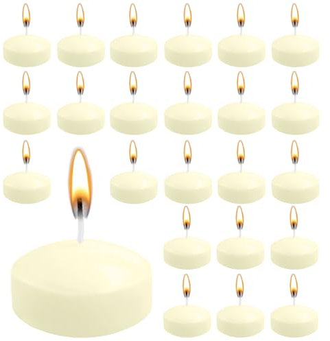 ZITUZY 24 candele galleggianti nere, 5 cm, senza profumo, per piscina di nozze, San Valentino, cena, decorazione natalizia (nero)