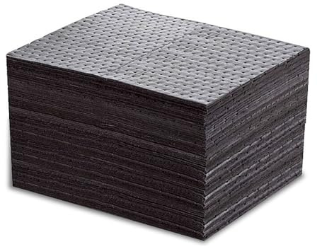 100 cuscinetti assorbenti per olio, in polipropilene industriale, a prova di perdite, in grado di assorbire olio, liquido refrigerante e liquidi a base d'acqua, 100 pezzi