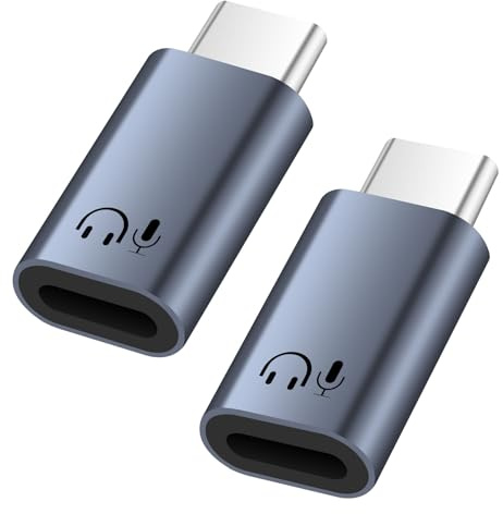 Puiseno 2 Stück Lightnning auf USB-C Adapter Audio, [MFi-Zertifiziert] USB-C Stecker zu Lightnning Buchse Kopfhörer-Adapter für iPhone 16/15 Serie, iPad und mehr (Unterstützt kein OTG) Grau