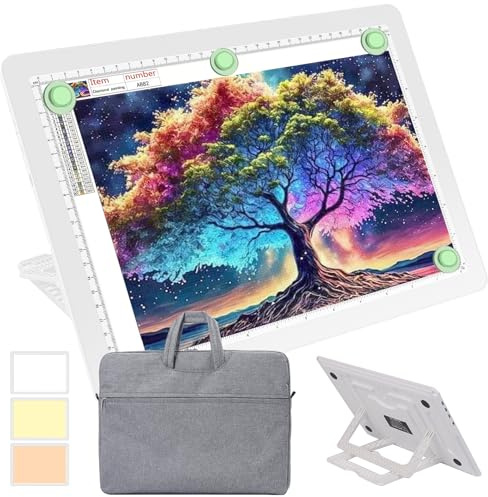 Phylosal A4 Leuchttisch mit Ständer & Tasche, Wiederaufladbares Magnetische Leuchtplatte mit Seitentaste, Superhelle Tracking Leuchtkasten für Zeichnen, Light Pad für Diamond Painting, Skizzieren