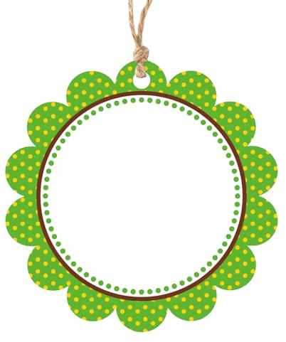 jijAcraft Green Round Gift Tags: 6.35CM Paper Circle Tags, 50PCS Polka Dots Round Labels, Flower Shaped Favour Labels with String for Birthday, Gift Wrapping, Party, DIY Crafts