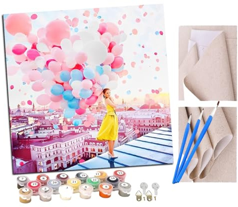 SENDJJ Paint by Numbers Fantasy Flying Balloon(7) Paint by Numbers Kits for Adults Kids Beginners 40 x 50 cm Adults with Paintbrushes DIY Painting for Home Decoration Without Frame