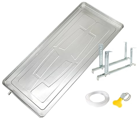 Bandeja de Drenaje de Acero Inoxidable Premium para Aire Acondicionado - Bandeja de Goteo Exterior con Soportes para Aires acondicionados de Ventana y minisplit - Tamaño 1-2P 84 x