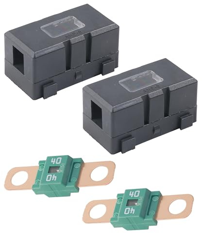 Xibao Platta bilsäkringar, 12 V säkringshållare, 12 volt säkringshållare och 2 stycken högströms Midi-säkringar, lämplig för bil, lastbil, byggfordon, bussar och husvagnar (40A)