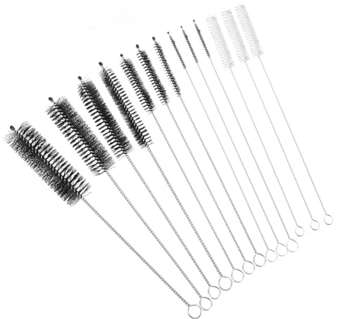 FONDOTIN 13Pcs Drinking Straw Cleaner Brush Extra Long Reusable Stainless Steel Handles for Bottles Tubes Bottles Tea Infusers and Water Straws Cleaning Tools