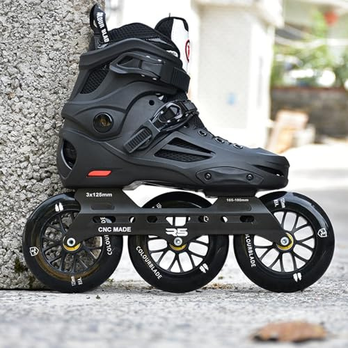 Professionella Inline Skridskor, Svarta Speed Rullskridskor För Unisex, Utomhusrullskridskor Med 3 X 125 Mm Hjul, För Män Kvinnor Vuxna, För Park Gata Väg Och Slalom(Size:37)