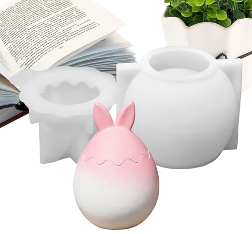 Easter Egg Chocolate Molds - 3D Bunny Ear Silicone Cute Mould | Easter Candle Cups Mold - for Thanksgiving Holiday Party Offices Home Room Desk Desktop Weekday School Dormitory Apartment