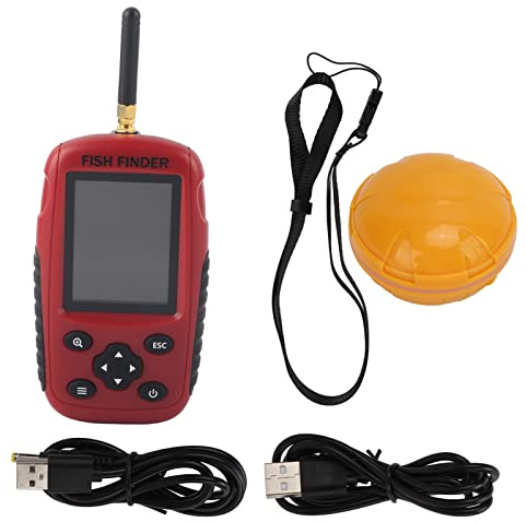 Sondeur sans Fil avec écran LCD Portable, Plage de Profondeur de 0,8 à 50 m, fréquence Sonar 125 kHz, Boule de capteur sans Fil Portable pour la détection de la Profondeur de