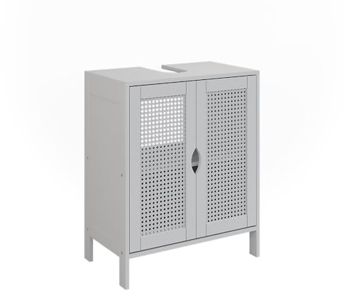 Vicco Mueble bajo Lavabo Liora, Blanco, 48 x 60 cm | con 2 puertas, para guardar artículos de baño y toallas