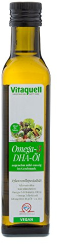 Vitaquell Omega 3 DHA Öl Bio, 250 ml vegan mit Algenöl - reich an Docosahexaensäure (DHA)