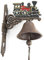 Campana de jardín de pared, color rojo, tren de vapor, tren locomotora, hierro fundido, hierro fundido, campana de hierro, campana de metal, campana, campana, campana, rústico, marrón