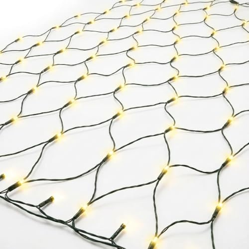 Gartenpirat LED-Lichternetz 4x1 m 160 LED warmweiß mit Timer-Funktion Lichterkette Netz Beleuchtung außen innen