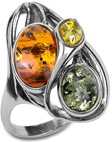Ian and Valeri Co. Multicolor Amber Sterling Silver Large Ring