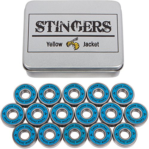 Yellow Jacket Premium Inline Skate Bearings, Roller Skate Bearings, 608, ABEC 11, Bomber Blue (Pack of 16)