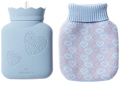 GEMSeven Kreative Silikon Mikrowelle Heizung Warmwasserbeutel Tragbare Winter Warme Wasserflasche Tasche Handwärmer Mit Strick Abdeckung Geschenk Box