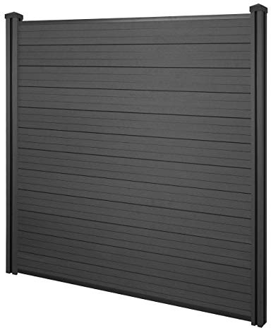 Mendler WPC-Sichtschutz Sarthe Basiselement 1,95m - anthrazit | Windschutz Zaun, WPC-Pfosten
