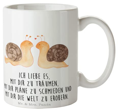 Mr. & Mrs. Panda Tasse Schnecken Liebe - Geschenk, Schöne Teetassen, Kaffeetassen, Teetasse, Paar, große Liebe, Freundin, Pärchen, Büro Tasse, Tasse