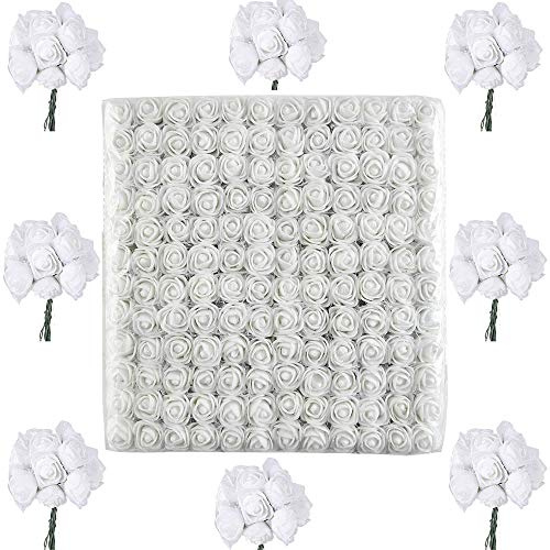 288 Stück Schaumrosen mit Stiel Künstliche Blumen Foamrosen Blumenköpfe Schaum Foam Blumen Brautstrauß Rosenstrauß Deko Kunstblumen Rosen Basteln Kunstblume für Hochzeit Party Feier usw