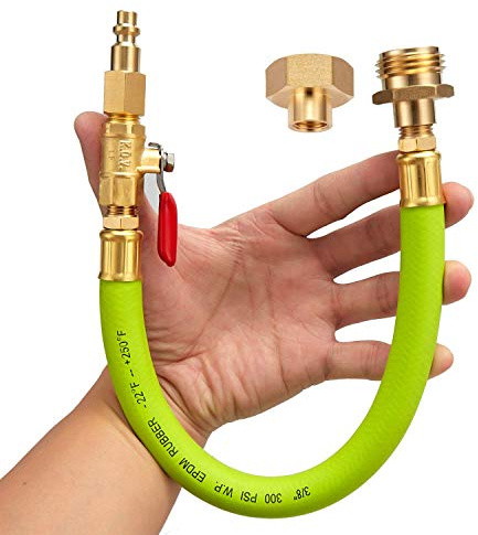Minimprover Lead -Free Brass 16.9 Winterize Sprinkler System RV Motorhome Boat Camper and Travel Trailer: Air Comp Quick-Connect Plug To 3/4 Garden Hose Faucet Blow Out Adapter Fitting with Valve