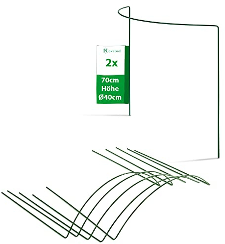 Novatool 2 Strauchstütze Metall halbrund 40 cm Ø70 cm hoch grün Staudenhalter Blumenhalter Rankengewächs Pflanzenstütze Blumenstütze Staudenstütze Rankhilfe Strauchhalter Rosenstütze