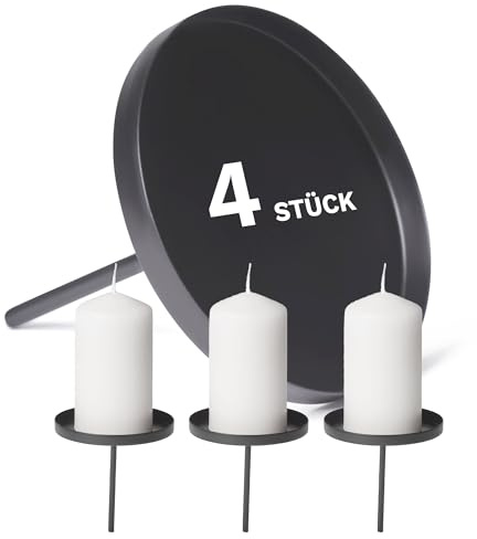 Novaliv 4X Kerzenpick Flach, 10 cm SCHWARZ Kerzenhalter für Adventskranz Kerzenpin Weihnachtskranz