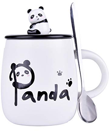 Süße 3D Panda Tasse - Keramik Kaffeetasse Mit Deckel Und Löffel, Lustige Personalisierte Geschenke, Weihnachtsbecher, Geburtstagsgeschenke Für Frauen, Mädchen, Frau, Freund