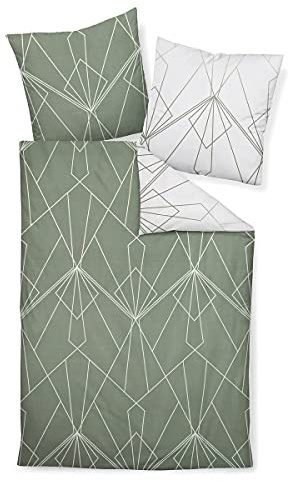 Janine Mako-Satin-Bettwäsche J.D. 240x220 cm + 2X 80x80 cm salbeigrün-Jade