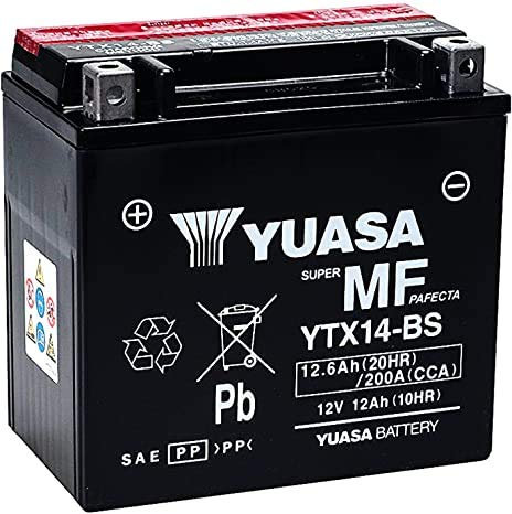 Yuasa YTX14 YTX14-BS Batería precargada, lista para su uso Aprilia Dorsoduro Shiver Capo Nord