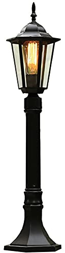 ChaoZan Black Aluminum Outdoor Path Light Garden E27,230V,IP55,Mast Light | Light Lantern Country House Waterproof aluminum and glass Garden Lantern illumination,Mast light