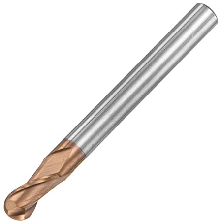 uxcell Ball Nose End Mill 2.5mm Tip Radius Solid Carbide AlTiSin Coated CNC Router Bits 2 Flute Spiral Milling Cutter HRC55 with 5mm Shank 50mm (2-inch) Length