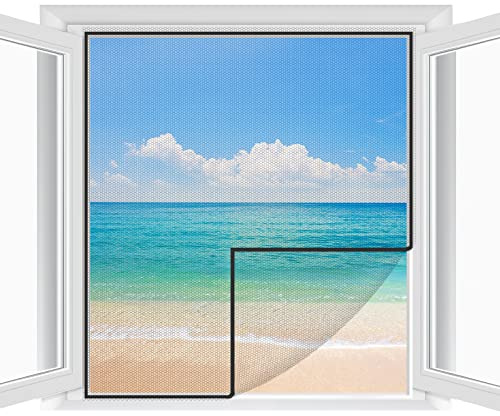 Cinkee Zanzariera Finestra Regolabile Fai da te 250x150 cm,Zanzariera Trasparente 2 pezzi | Zanzariera per Porte di Balconi e Giardini con Nastro-Adesivo, Senza Necessità di Forare,Nero