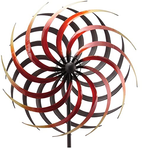 matches21 Windrad Windmühle Windspiel Blüte Gartendeko Metall geschraubt gegenläufig bunt rot gelb 1 STK 36x20x180 cm