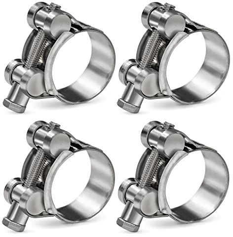 AKIHISA 4 Pack 48-51mm ID Range T-Bolt Hose Clamp,304 Stainless Steel Heavy Duty Pipe Strap Clamp