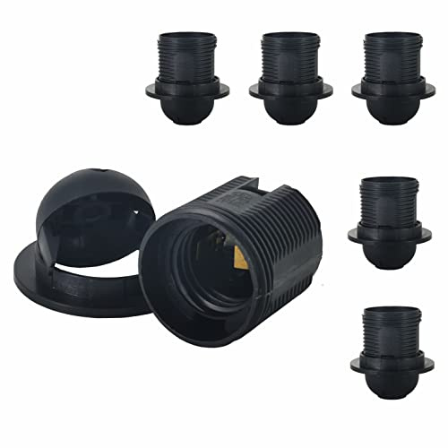 FExYinz E27 Lampenfassung schwarz - Brandschutz CE/RoHS, hitzebeständig 210°C, werkzeuglose Montage für Lampenhalter & Baufassung 6 Stück