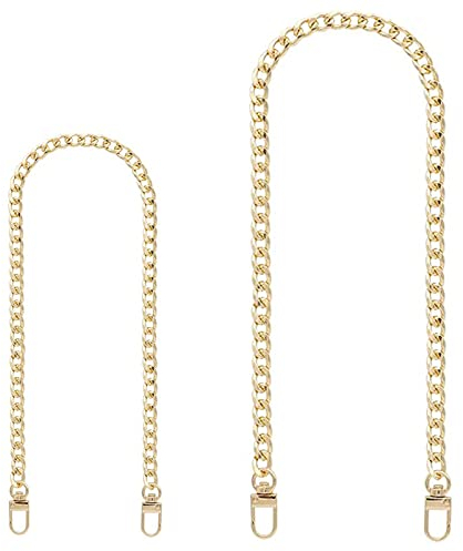 2 Pcs Gold Handtaschen Kettenriemen Kurz Taschenkette Lang Trageriemen Kette Metall Schultergurt Ersatz Schulterriemen Goldkette Kettengürtel Taschenhenkel Riemen 40/120cm für Tasche Geldbörse