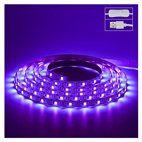 UV Schwarzlicht LED Streifen, 2.0 m/2M UV Licht, 120 Lampenperlen, USB Kabel 1.5m LED Schwarzlichtstreifen, DC5V 10W Flexible Schwarzlicht Streifen Lichter, UV Lichtleiste für Innen, TV Dekor, Party,
