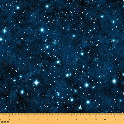 Galaxy Möbelstoff Meterware Weltraum Sternenhimmel Drinnen Draußen Stoff Meterware Universum Funkeln Sterne Dekorstoff für Polsterung und Heimwerker Nähprojekte 276 x 150 (HxB) Blau
