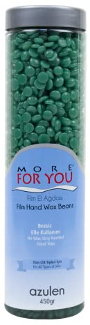 More For You Film Hand Wax Beans Pet Azulen - Cera caliente para depilación (450 g), color verde