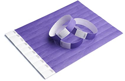 IBOO 500 braccialetti in carta Tyvek per il controllo e la sicurezza - per eventi, serate, festival e viaggi - braccialetti d'ingresso (viola)