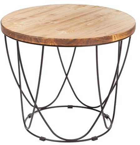 Loftie Couchtisch rund, Wohnzimmertisch, Beistelltisch, Vintage-Flair, für Wohnzimmer, vintagebraun-schwarz