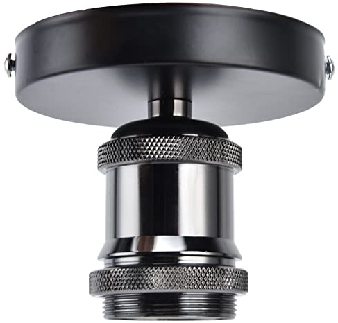 Fockety Douille de Lampe E26 E27, Support de Lampe de Plafond Vintage Support de Base de Lampe Murale de Plafond Industriel Douille à Vis de Lampe Suspendue avec Accessoires pour la
