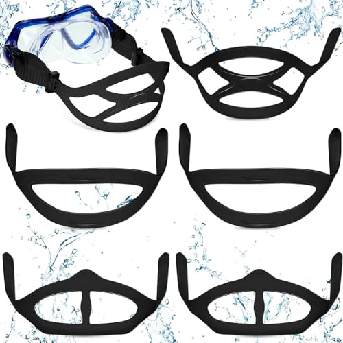 Yexiya 6 Pcs Silicone Dive Mask Strap 3 Styles Snorkeling Silicone Strap Swim Snorkel Mask Head Band for Diving Swimming Goggles Replacement Accessories (Black)