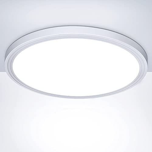 Deckenlampe LED Deckenleuchte Flach Rund - 18W 6500K 1600LM IP44 Modern Kaltweiß Led Lampe Deckenbeleuchtung für Badezimmer Schlafzimmer Wohnzimmer Küche Bad Keller Flur Balkon Ultra Dünn Ø223 H21,5mm