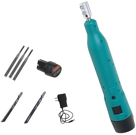 Luminexia Juego de limas y Escofinas,Lima de Acero Eléctrico,Juego de limas de Aguja,Lima y Sierra Recíproca de Iones de Litio de 12 V,para Metal/Madera/tubería/PVC/Corte de Acero