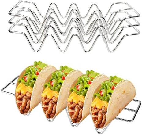 ZPSNDP 3 st Tacohållare, W-formade tacoskålar, 26 x 7,5 cm, 304 rostfritt stål, varmhundshållare, köksredskapshållare, burrito-hållare för tacos, grill