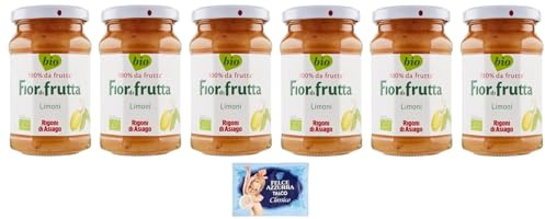 6x Rigoni di Asiago Fior di Frutta - Marmellata di Limoni - 100% Frutta - Barattolo da 260g + 1 Confezione di Talco Felce Azzurra in omaggio, Busta da 100g