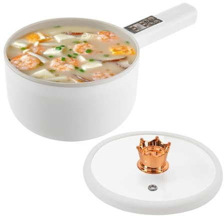 CuCummoo Casserole électrique 1,6 l avec revêtement anti-adhésif, 220 V 701 W, cuiseur à vapeur pour rôtis, ramen, fondue, soupe blanche, 35,5 x 15,5 cm